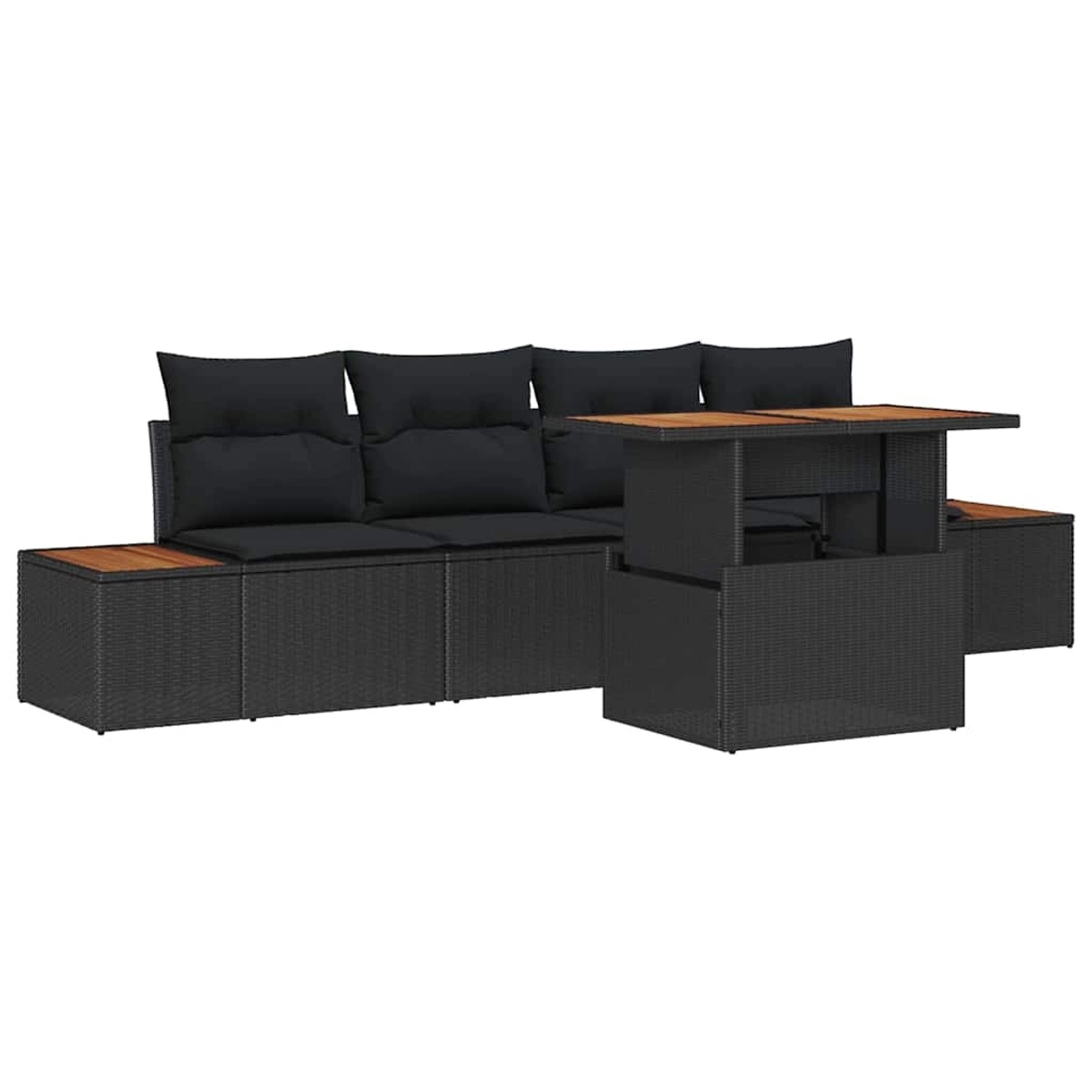 vidaXL Garten-Sofa-Set mit Speicher 5-Tlg Schwarz Poly Rattan 3358757 günstig online kaufen