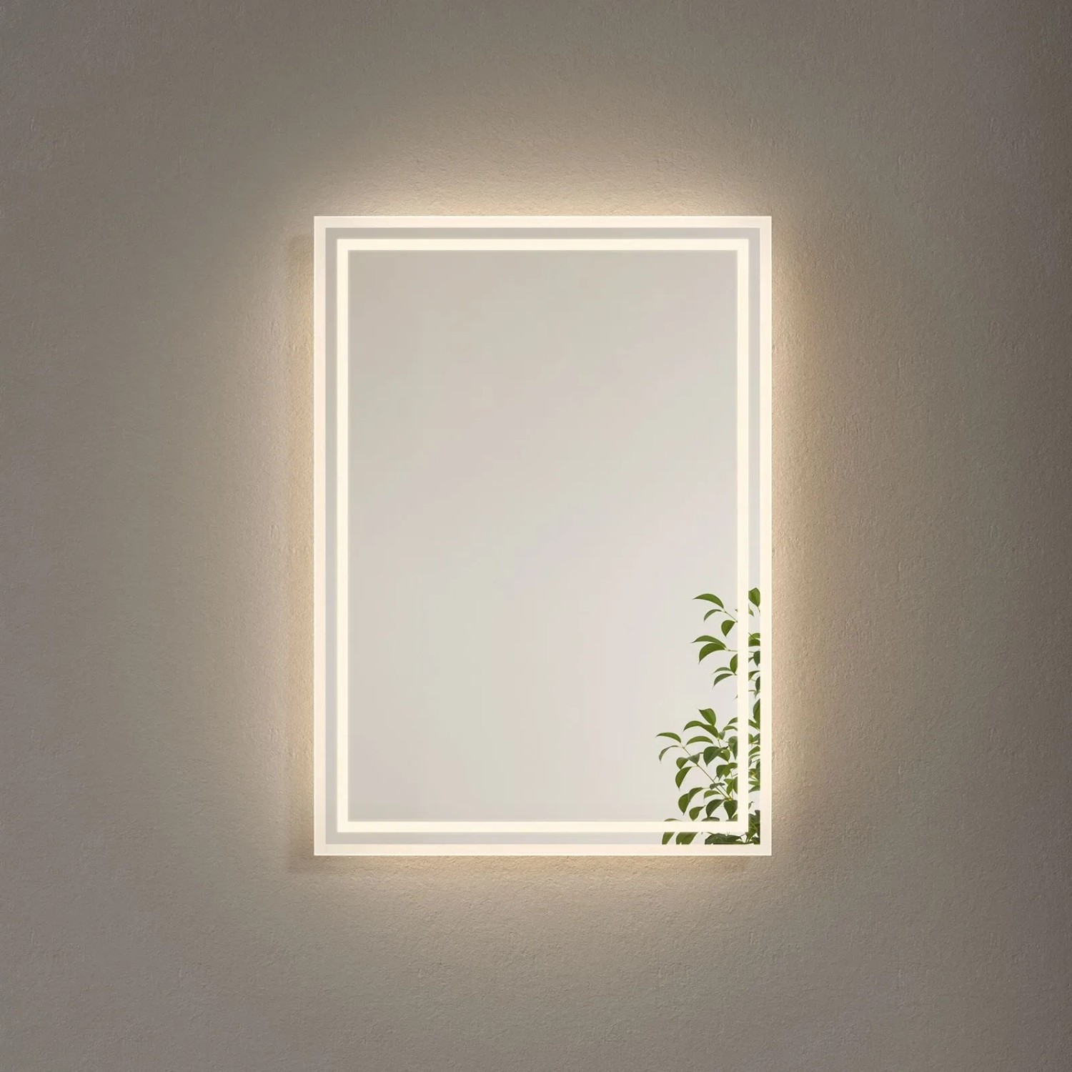 Emke Badspiegel mit Beleuchtung 50 x 70 cm LED-Spiegel mit Wandschalter Warmweiß Licht