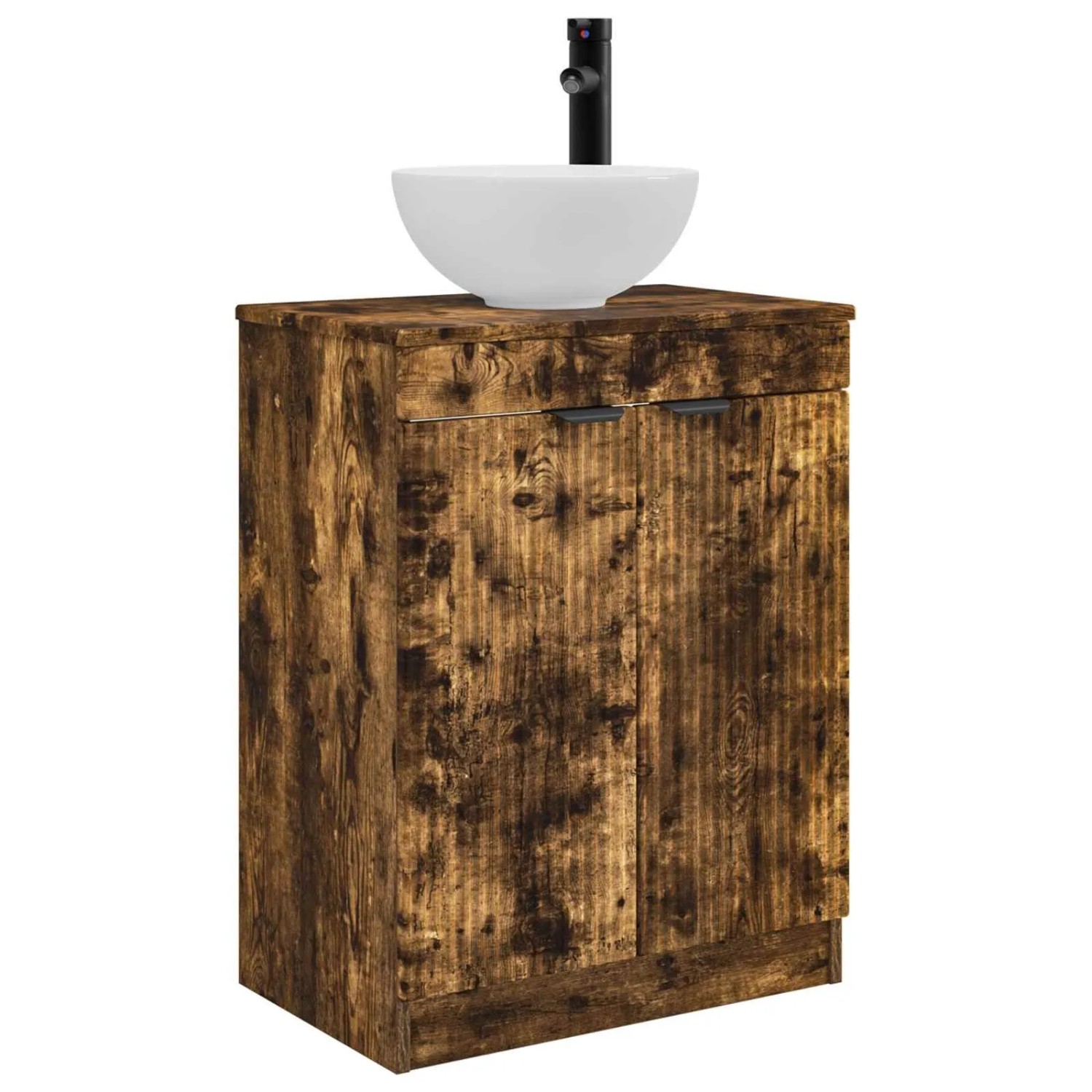 vidaXL Badezimmerschrank mit Waschbecken Geräucherte Eiche 890143