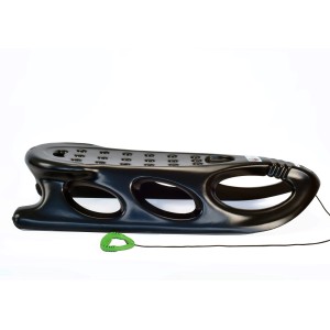 Schwarzer KHW Schlitten Snow Shuttle aus Kunststoff mit Zugseil und Griff.