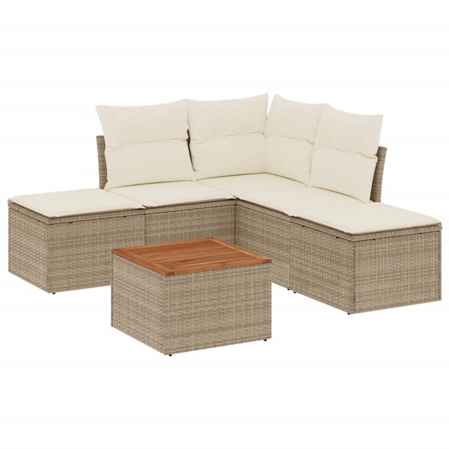 vidaXL 6-Tlg Garten-Sofagarnitur mit Kissen Beige Poly Rattan 3223671 günstig online kaufen