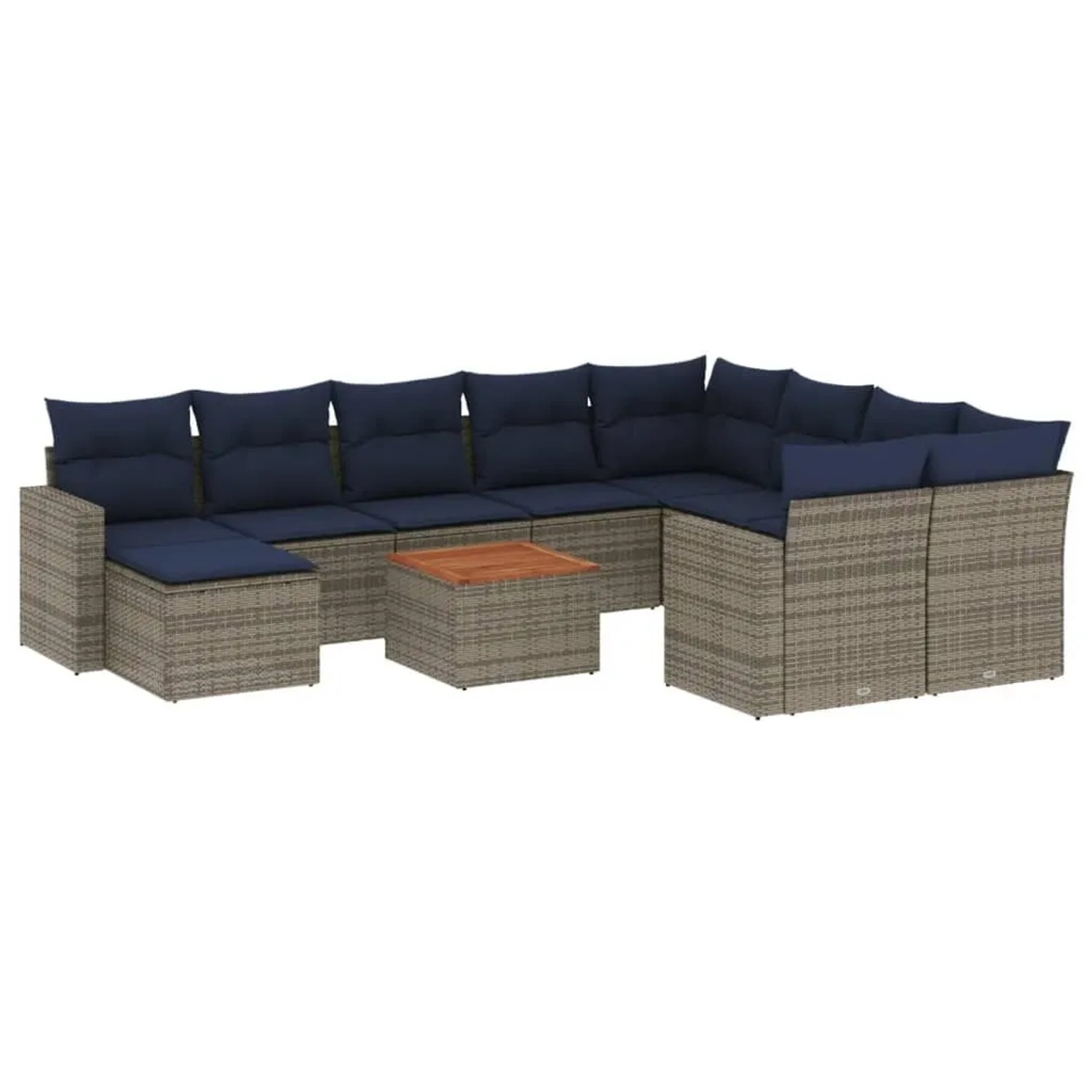 vidaXL 11-Tlg Gartensofa-Set mit Kissen Grau Polyrattan 3256747 günstig online kaufen