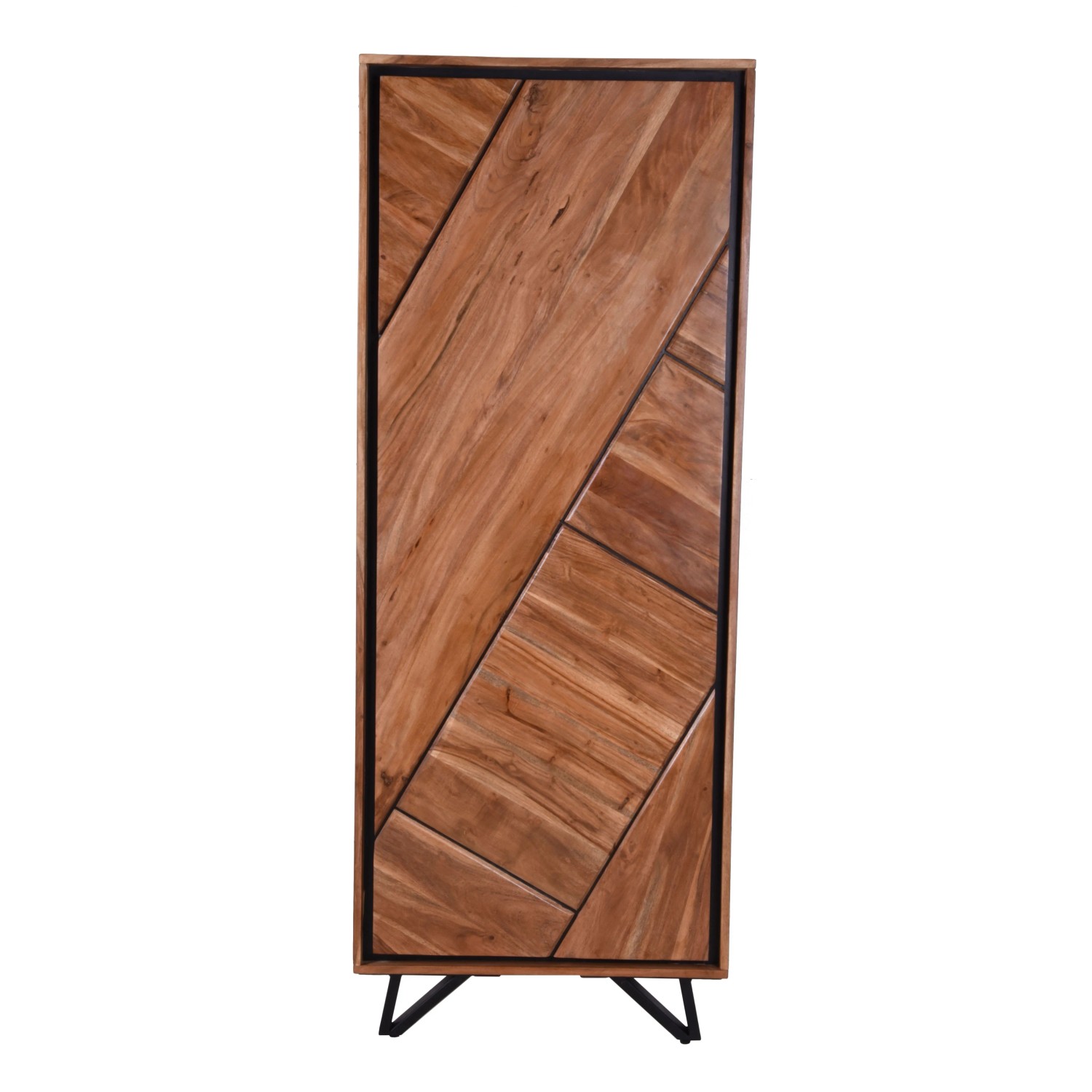 DELUKE Highboard EBBA Akazie Akazienbraun 181x40x70cm Kommode Wohnzimmer Sideboard Flur Schlafzimmer