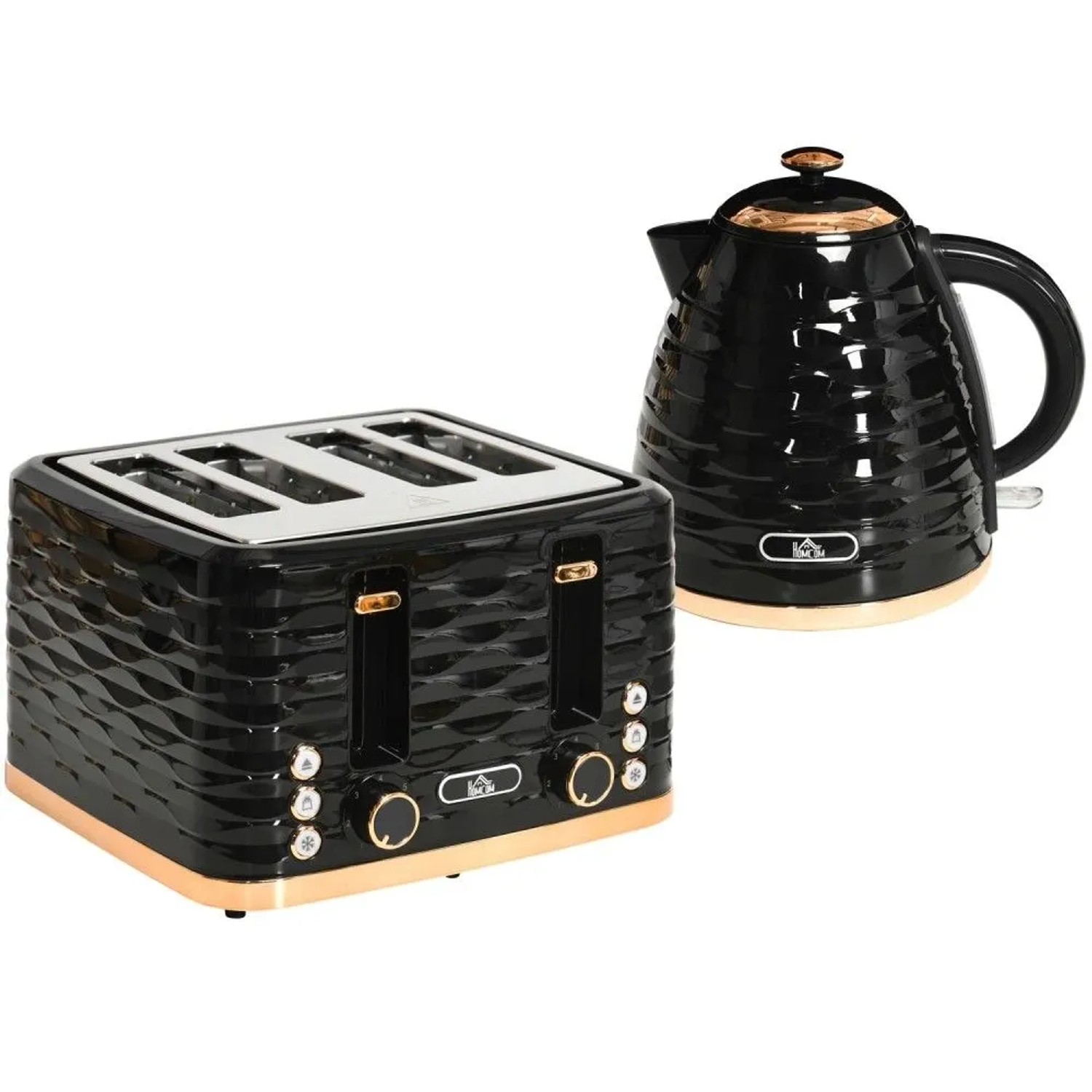 HOMCOM Kocher-Toaster-Set Kunststoff Stahl 24,1L x 19,5B x 23,2H cm Schwarz