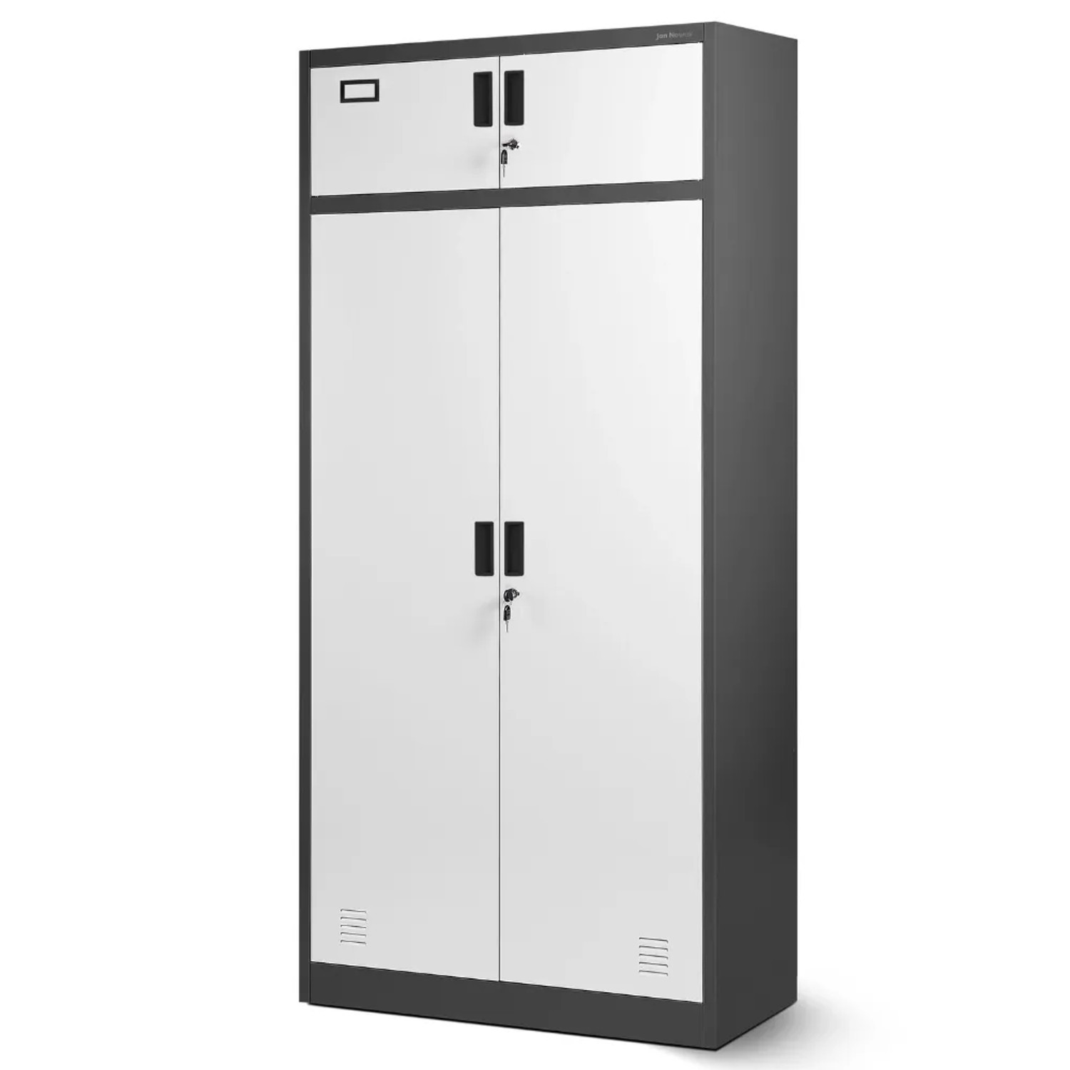 JAN NOWAK Mehrzweckschrank Metall mit Erweiterung BORYS 185x90x50cm Anthrazit-Weiß Büroschrank Spind Stahlschrank Archivschrank