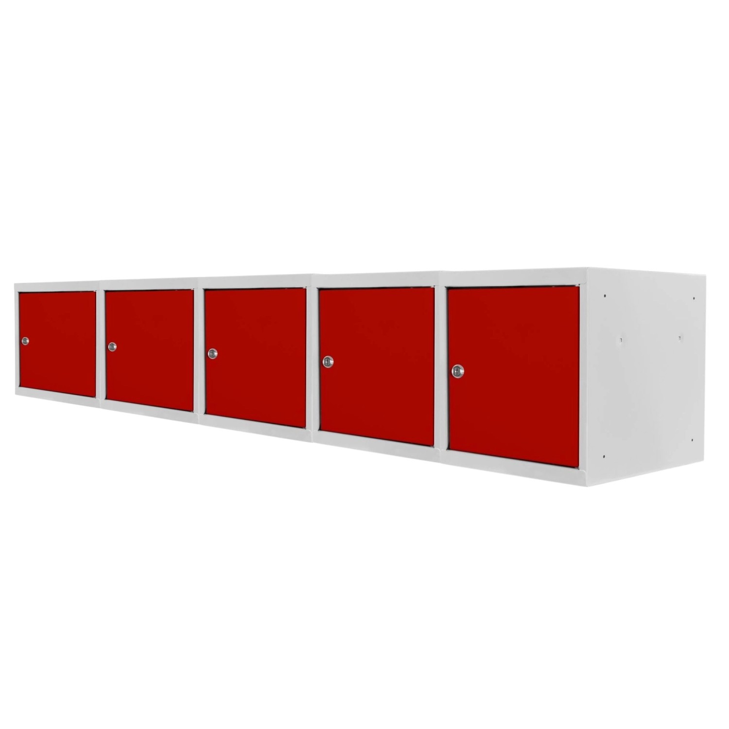 PROREGAL Mega Deal 5x Schließfachwürfel Blocky Mit Zylinderschloss & 2 Schlüssel  40x40x40cm Lichtgrau/Rot