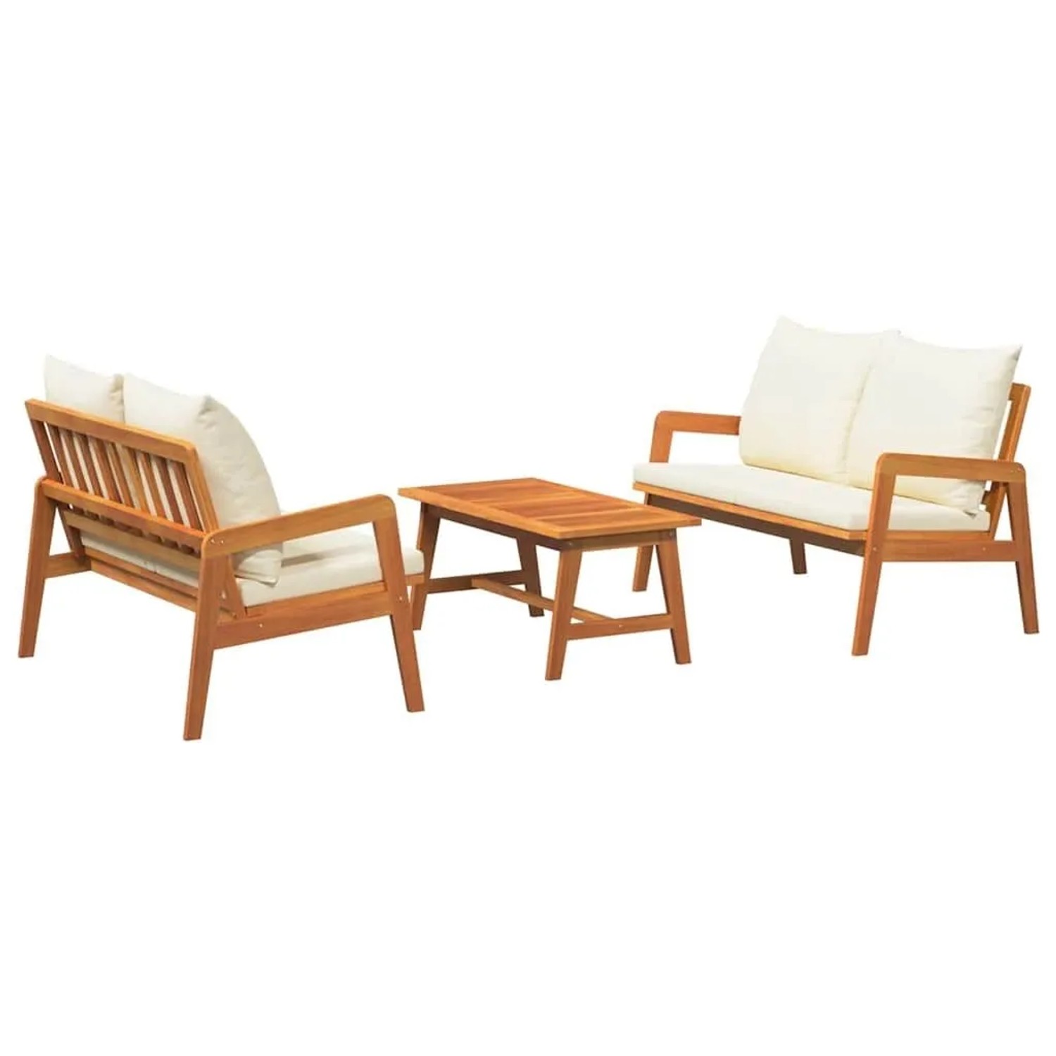 vidaXL Bistrogarnitur mit Kissen 3-Tlg Braun Massivholz Akazie 3328607