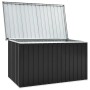 Offene, anthrazitfarbene furnicato Gartenbox (171x99x93 cm) aus Stahl für Gartenauflagen.