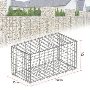 Leerer, verzinkter Gabionenkorb Lenox 100x50x50 cm für Zaun oder Sichtschutz.