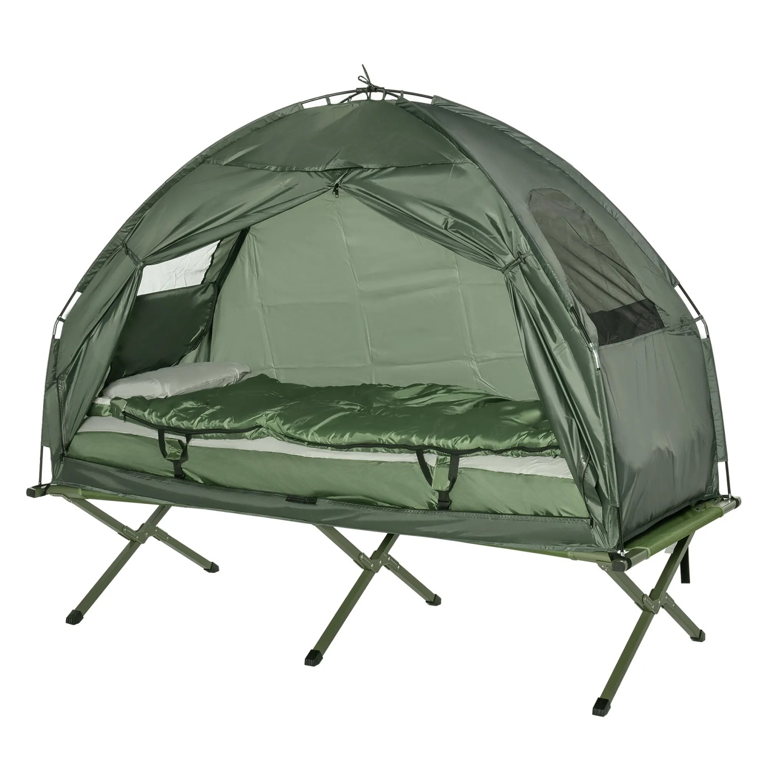 Outsunny Campingbett Polyester Oxford Dunkelgrün L193 x B86 x H160 cm