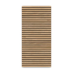 Walllux Duschrückwand Eiche Streifen. Helle Holzoptik mit schwarzen Querstreifen. Alu-Verbundplatte für Bad & Dusche.