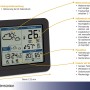 Schwarze TFA Funk-Wetterstation Sky mit Außensender zeigt Wettervorhersage, Innen- und Außentemperatur.