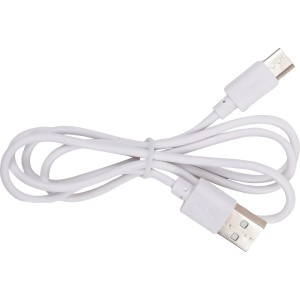 Weißes USB-C Kabel (100cm) zum Aufladen des Akku-Tischventilators.