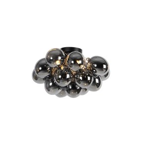 Design Deckenleuchte Uvas, schwarz mit Rauchglas, 4-flammig. Moderne Lampe für Wohnraum & Büro.
