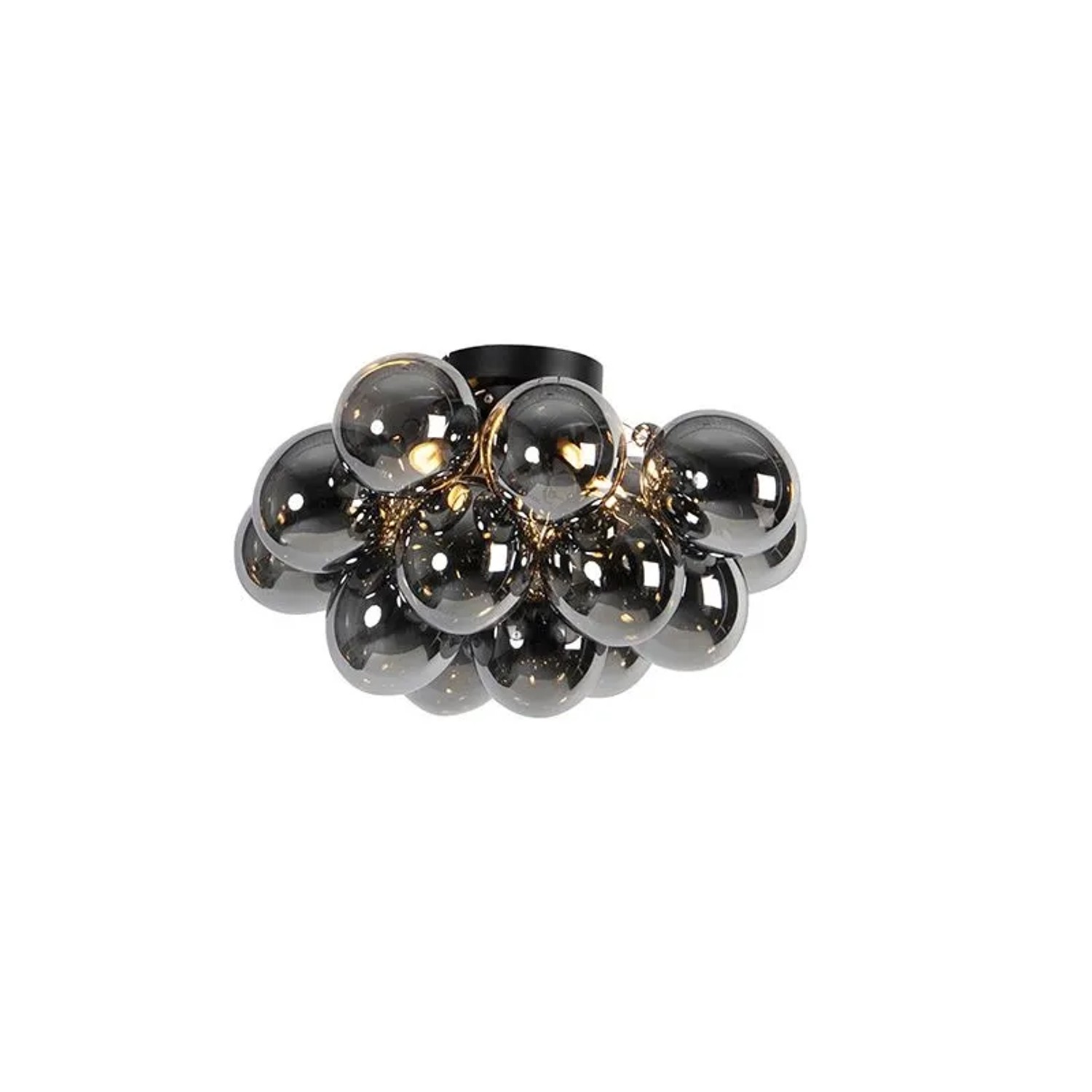 QAZQA Design Deckenleuchte Schwarz mit Rauchglas 4 Lampen Uvas