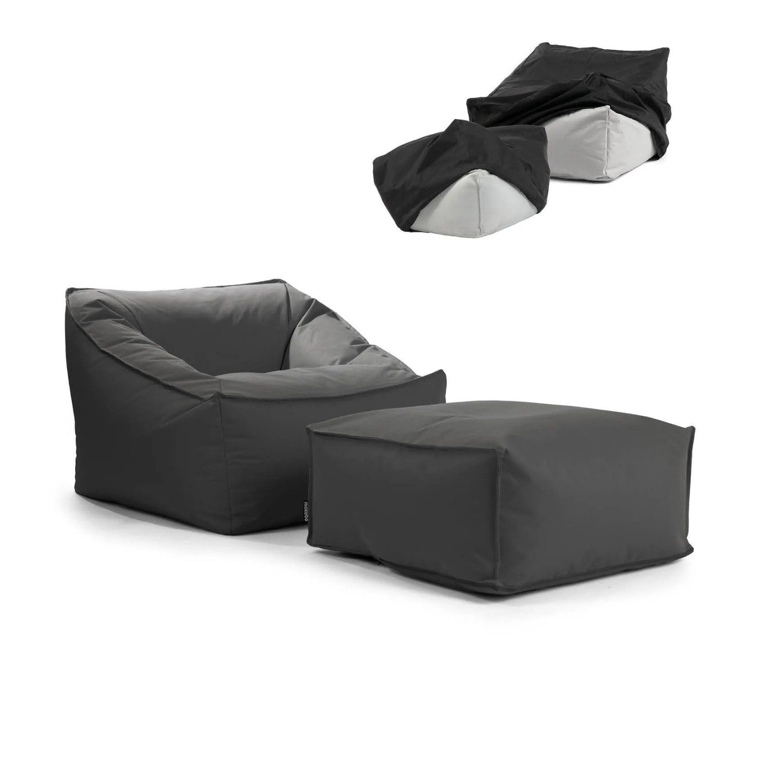 mokebo Gartensessel Der Sunnyboy Bean Bag mit Füllung oder Outdoor Sitzsack mit Schutzhülle in Khaki