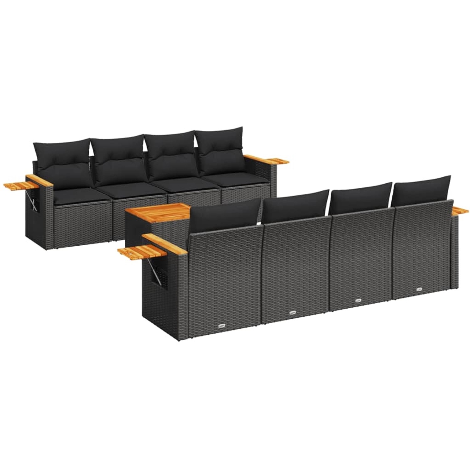 vidaXL 9-Tlg Garten-Sofagarnitur mit Kissen Schwarz Poly Rattan 3226657 günstig online kaufen