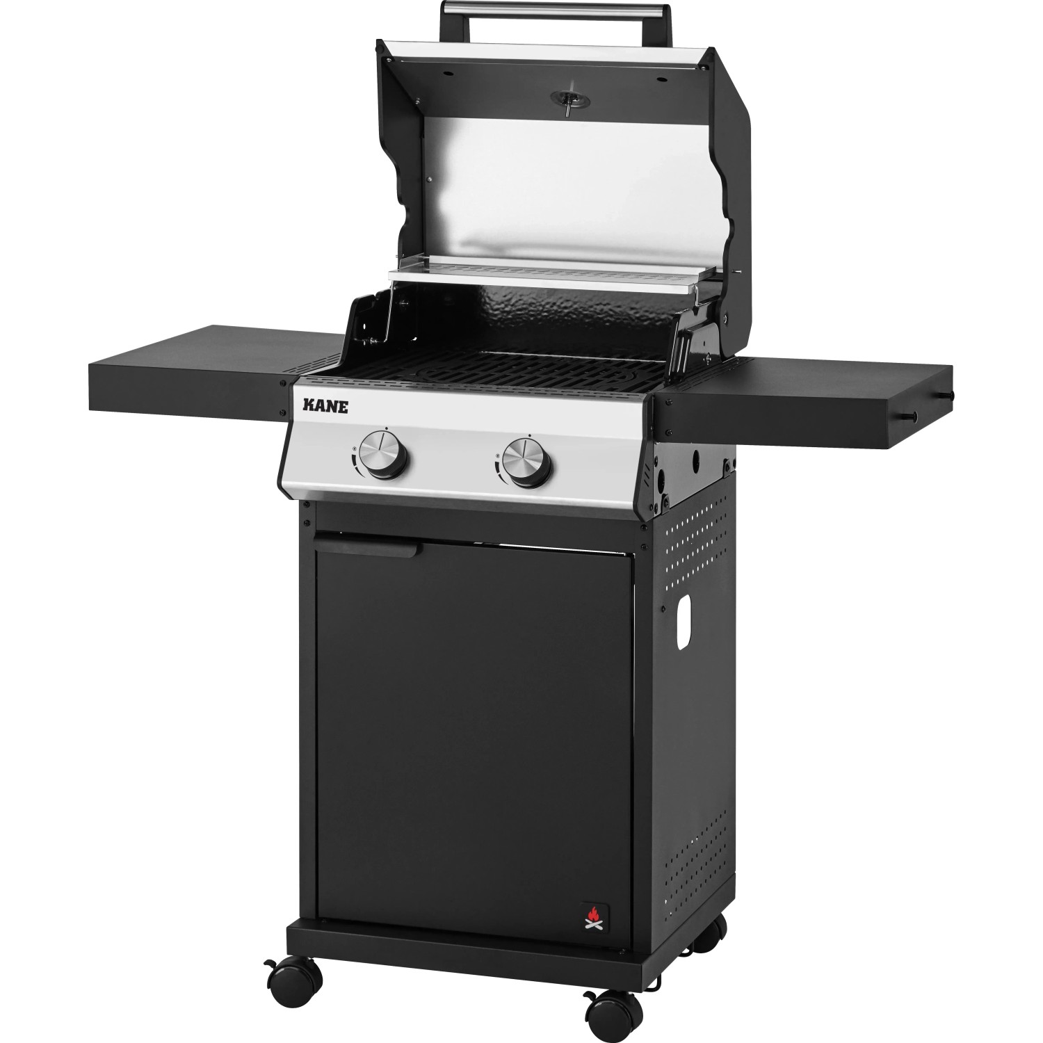 Jamestown Gasgrill Kane mit 2 Brennern, modularem Grillrostsystem und klappbaren Tischen.