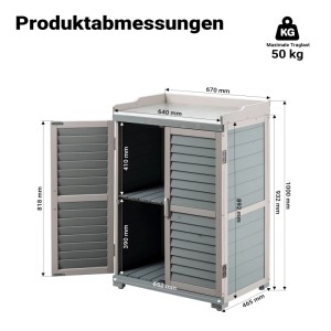 Wiltec Wiiltec Gartentisch Unterschrank Grau Pflanztisch Gartenschrank Gärtnertisch