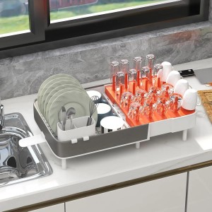 Costway Abtropfgestell Abtropfständer Set für Küchentheke Orange