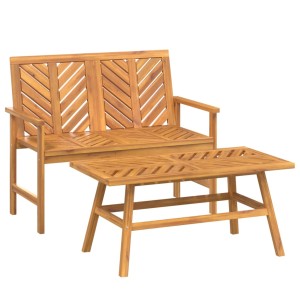VidaXL 2-tlg. Garten-Lounge-Set aus Akazienholz mit Bank und Tisch im Fischgrätenmuster.