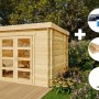 Alpholz Gartenhaus Set Paloma Sol, naturbelassen, mit Dacheindeckung und Fußboden. Inklusive Zubehör.