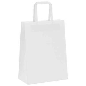 Weiße Papiertragetaschen mit Henkel, 21x11x28 cm, 250 Stück, für Geschenke und Einkäufe.