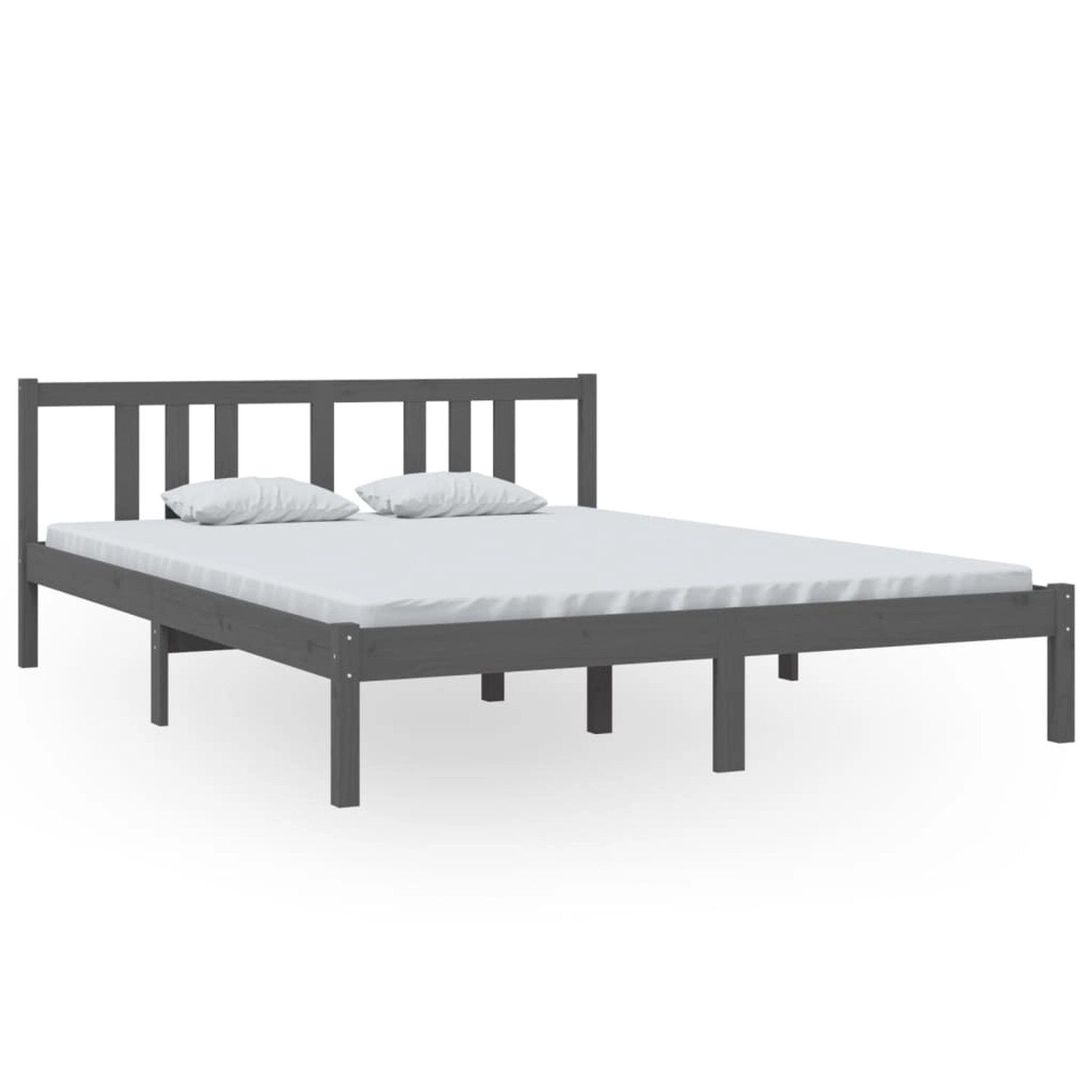 vidaXL Massivholzbett Grau 150x200 cm 5FT King Size1273700 günstig online kaufen