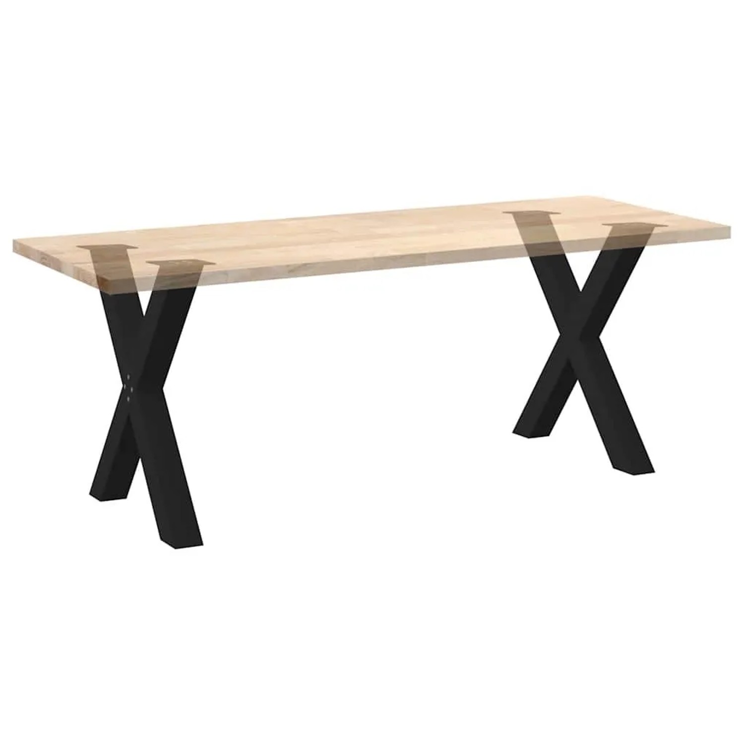 Schwarze Esstischbeine in X-Form aus Stahl, 2er-Set, zur Montage unter einer Tischplatte.