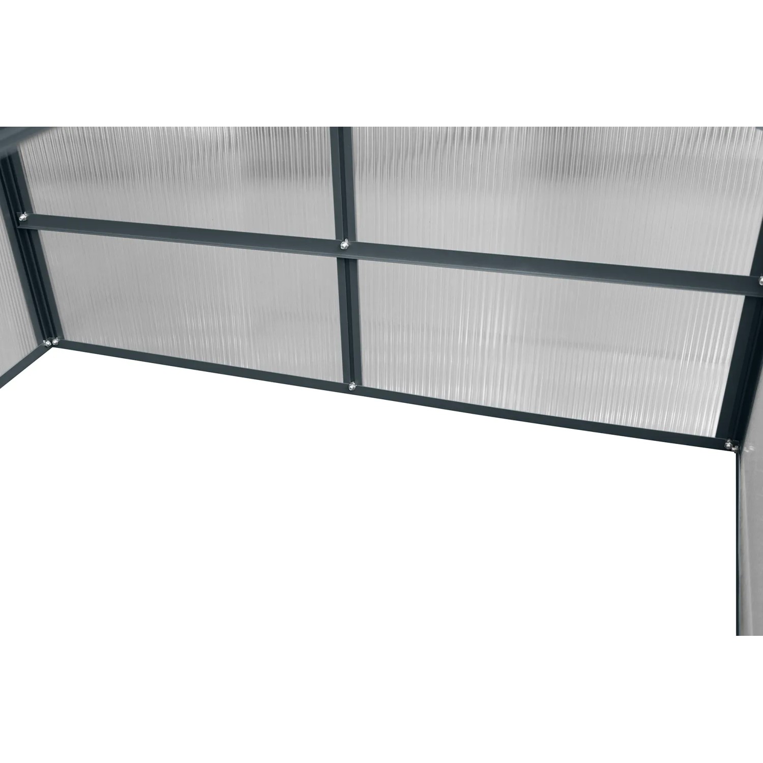 Floraworld Gewächshausaufsatz Twin-Wall für Hochbeet, Detailansicht der transparenten Doppelstegplatten.