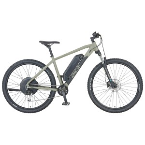 Moosgraues Prophete E-Bike MTB Dice 2.0 mit 29 Zoll Reifen.