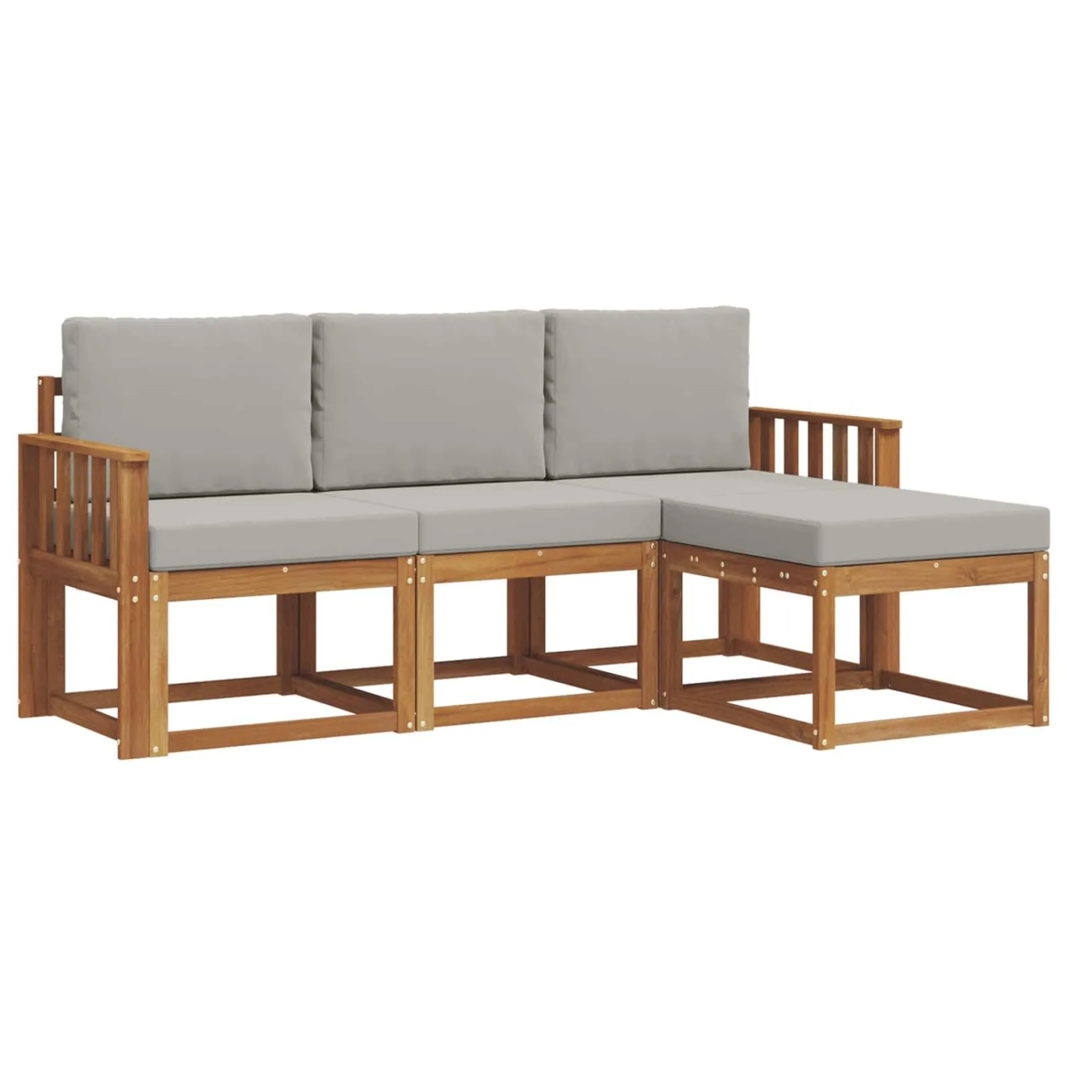 vidaXL Outdoor-Sofagarnitur mit Kissen 4 Stk Natur und Hellgrau 3366214
