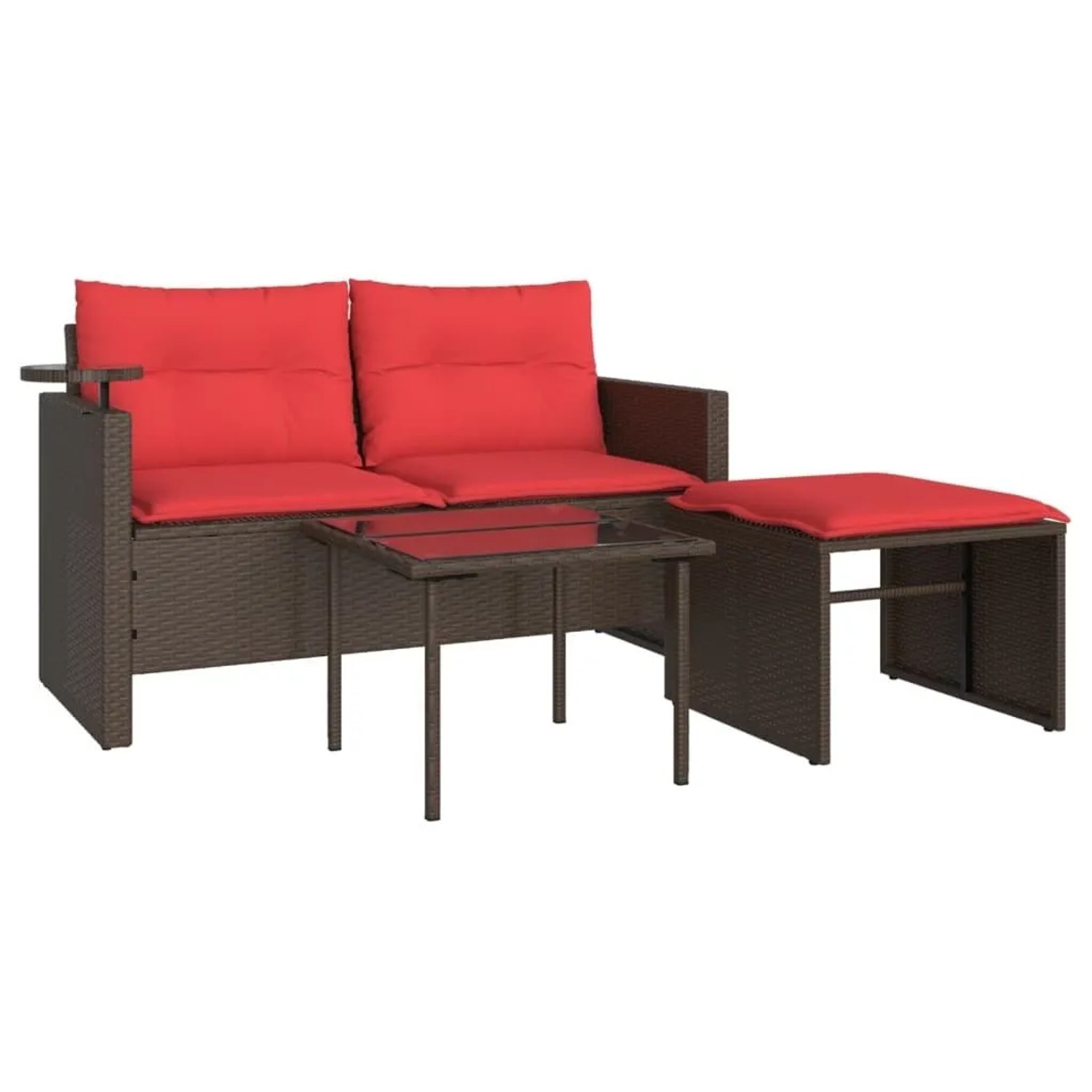 vidaXL 3-Tlg Gartensofa-Set mit Kissen Braun Poly-Rattan 365465 günstig online kaufen