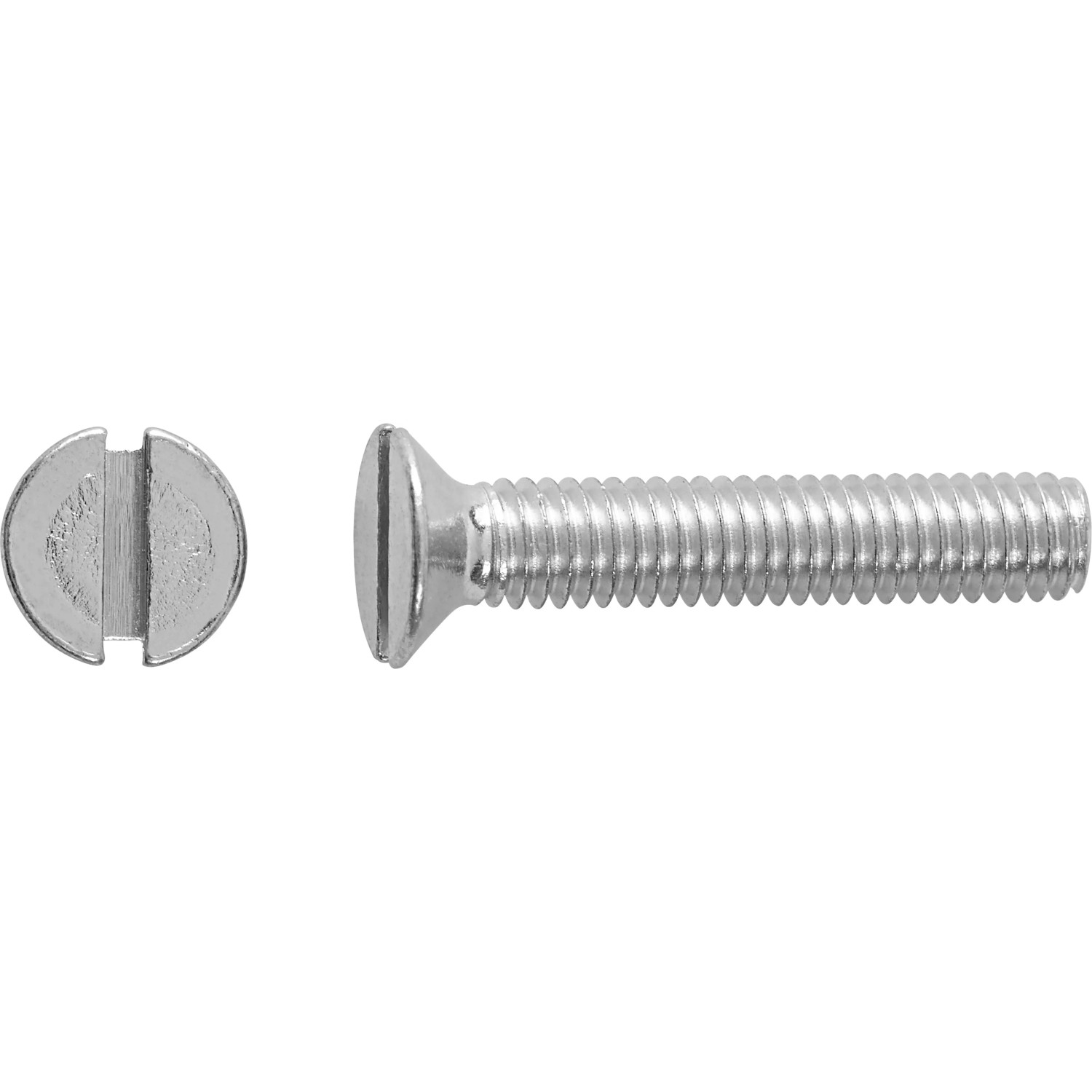 Verzinkte LUX Gewindeschraube M6 x 30 mm mit Schlitz, Senkkopf, 100 Stück.