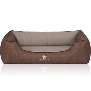 Knuffelwuff Hundebett Outlander XL, orthopädisch, braun/grau. Kunstleder Hundekörbchen für großen Liegekomfort.
