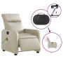 Elektrischer Massagesessel in Creme Kunstleder mit Relaxfunktion und Seitentasche.