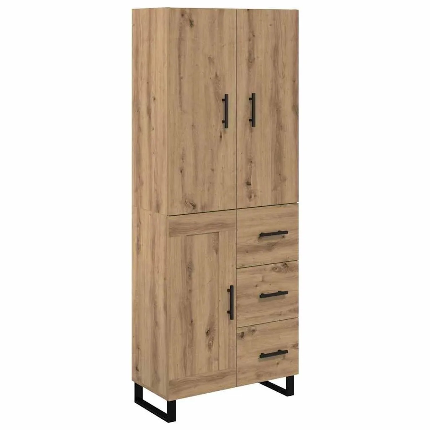 vidaXL Highboard 2-Tlg Artisan-Eiche Engineered Wood und Glas 3415924 günstig online kaufen