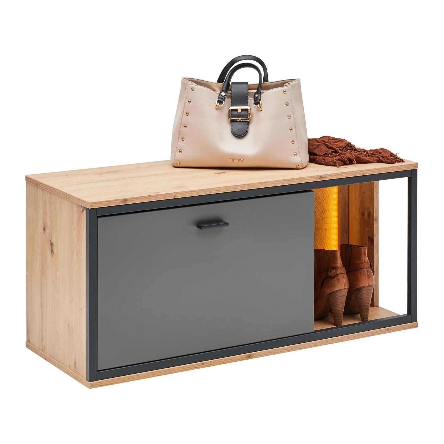 Premium Living Garderobenbank Florenz Grau/Eiche Artisan