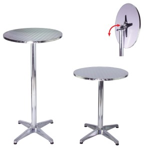 2er Set TRUTZHOLM Stehtische, höhenverstellbar, Ø 60cm, Aluminium. Ideal für Partys und Veranstaltungen.