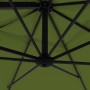 Detailaufnahme: Kiwi-farbener Doppler Ampelschirm MyZone 210x210 mit schwarzem Gestell.