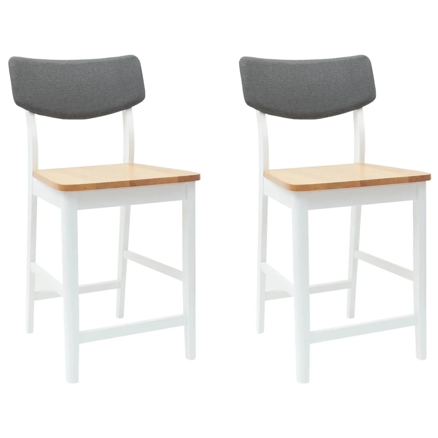vidaXL Esszimmerstühle 2 Stk Weiß 48 x 49 x 95 cm Massives Gummiholz 42020479