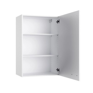 Weißer OPTIFIT Hängeschrank Bonn214 (60cm) mit offener Tür und zwei Einlegeböden.