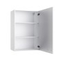 Weißer OPTIFIT Hängeschrank Bonn214 (60cm) mit offener Tür und zwei Einlegeböden.