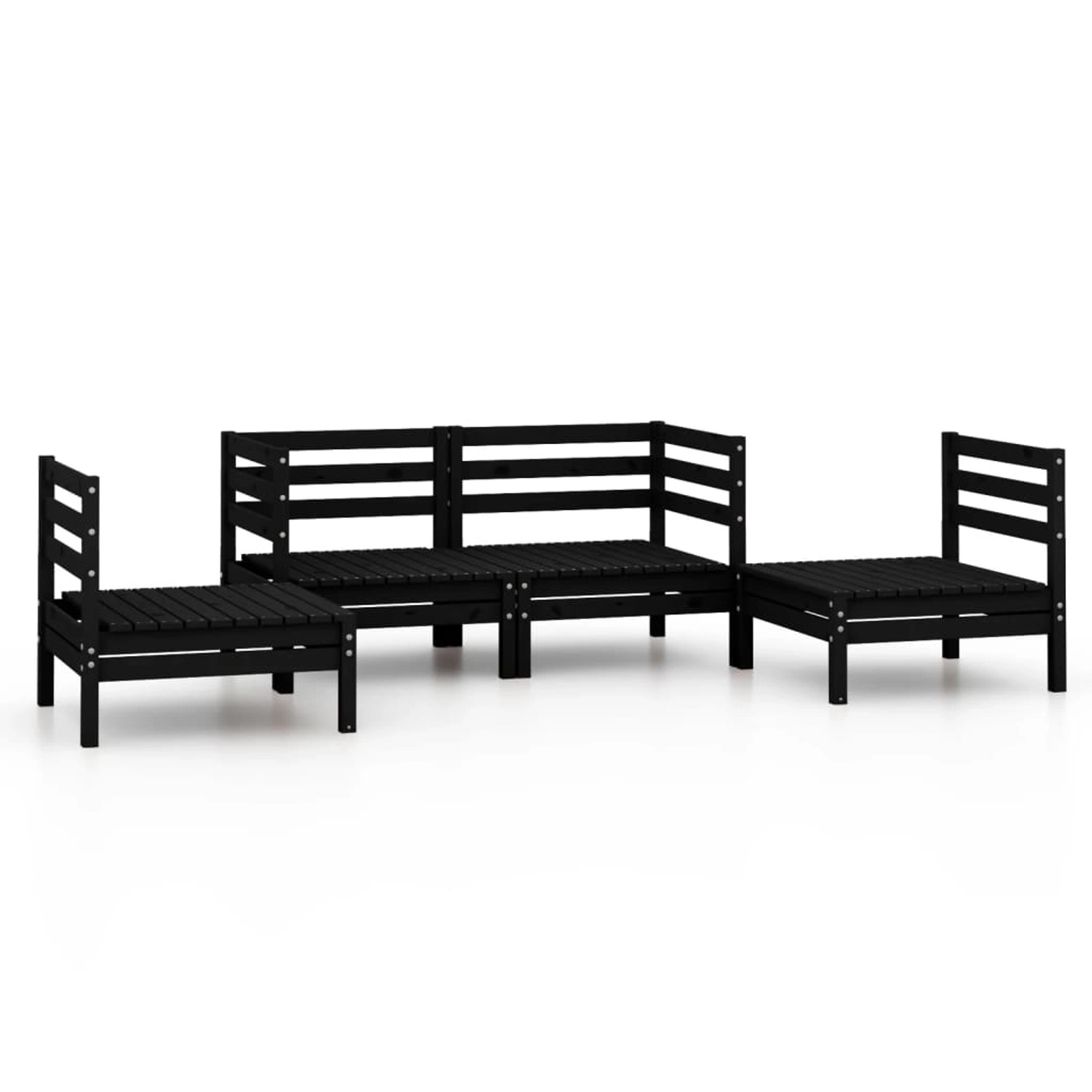 4-tlg. Garten-lounge-set Schwarz Massivholz Kiefer günstig online kaufen