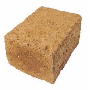 Scherf Tuffsteinblock, 37x27x20cm, rotbrauner Mauerstein für Garten- und Landschaftsbau.