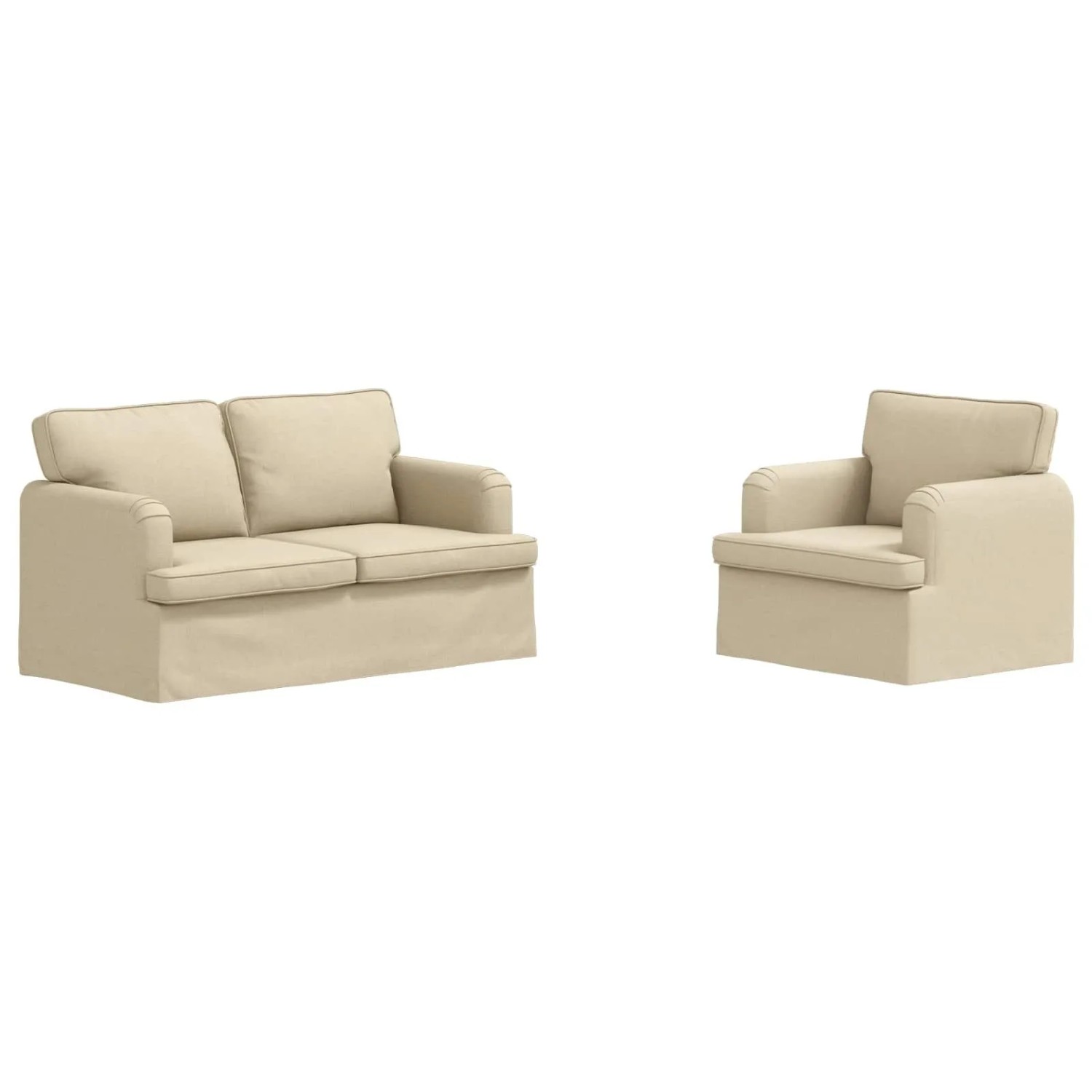 vidaXL Sofa 2-Tlg Creme 144 x 80 x 85 cm Stoff 3407521