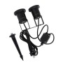 Schwarzer QAZQA Gartenstrahler mit Kabel, Stecker und Erdspieß, 2-flammig, IP65.