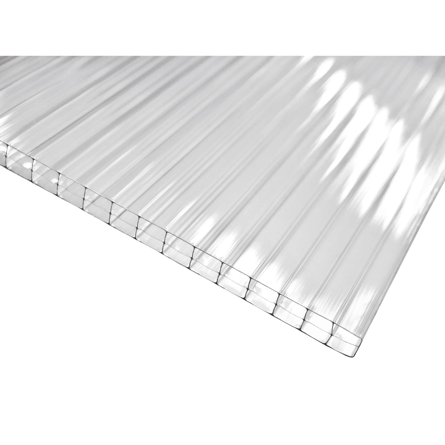 Transparente Hohlkammerplatte (16 mm, 200x98 cm) für Kunststoffbedachung.