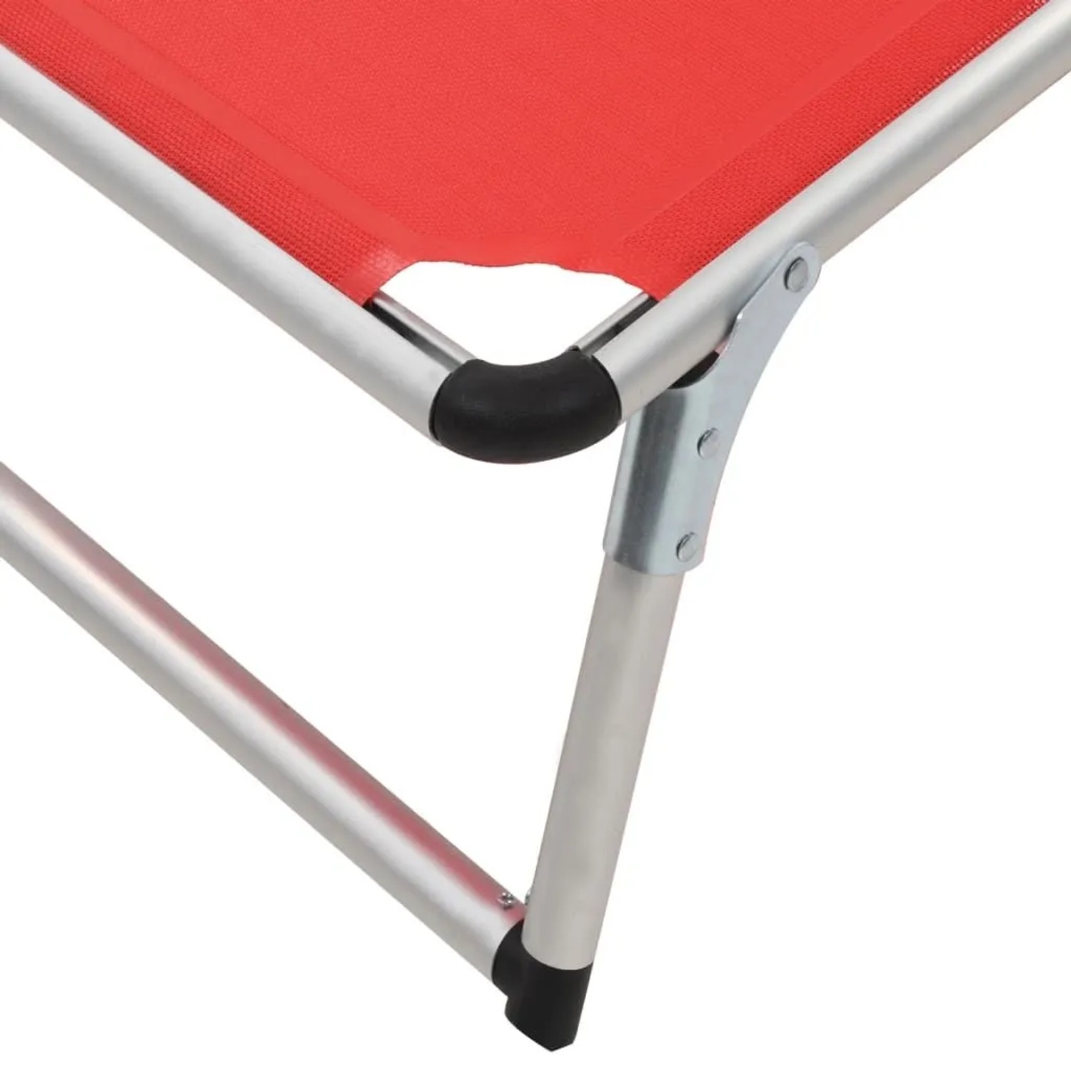 Detailansicht: Rote Furnicato Sonnenliege mit Aluminiumgestell (2er-Set).