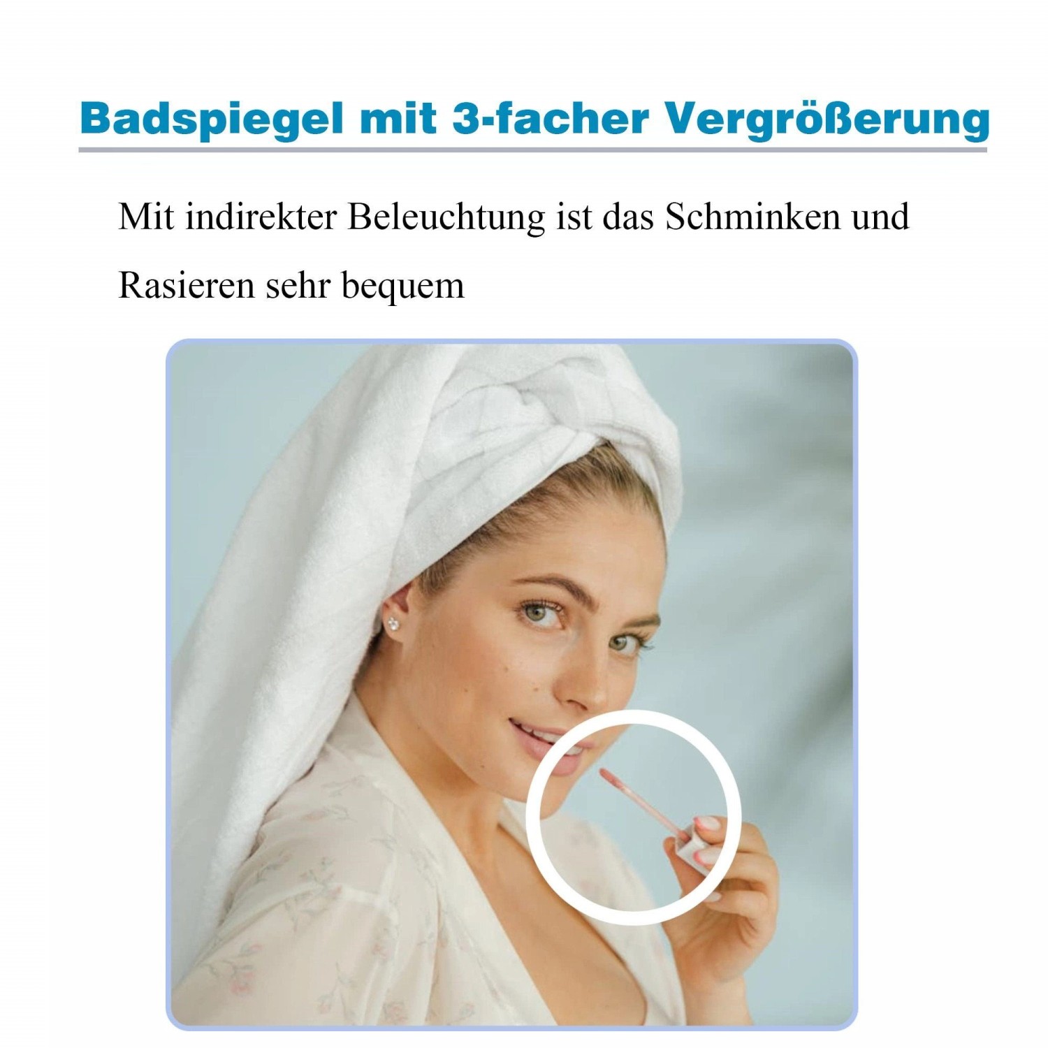 Aquabatos Rund Spiegel 80 cm LED Badspiegel mit 3-Fache Vergrößerung Badezimmerspiegel mit Beleuchtung Lichtspiegel Antibeschlag Aluminiumrahmen_6